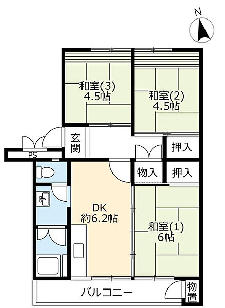 UR高洲第二 ｜千葉県千葉市美浜区高洲4丁目(賃貸マンション3DK・4階・52.28㎡)の写真 その2