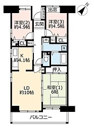 グリーンプラザ幕張3号棟 3LDKの間取図画像