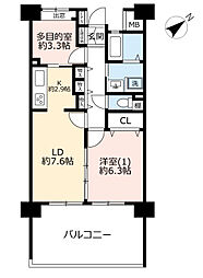 URアートヒル高根台 1階1LDKの間取り