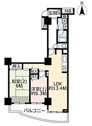 UR都市機構浦安マリナイースト21望海の街8号棟 2LDKの間取図画像