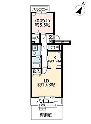 UR都市機構アクティ佐貫7号棟 1LDKの間取図画像