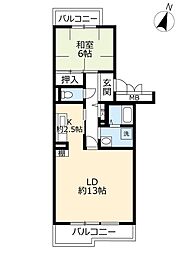 URつくば・二の宮第二 3階1LDKの間取り