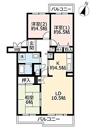つくば二の宮第二団地2 3LDKの間取図画像