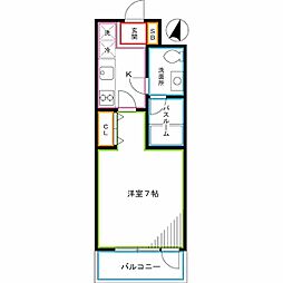 都営大江戸線 中井駅 徒歩4分の賃貸マンション 1階1Kの間取り