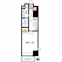JR総武線 東中野駅 徒歩1分の賃貸マンション 8階1Kの間取り