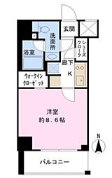 西武新宿線 下落合駅 徒歩4分の賃貸マンション 6階1Kの間取り