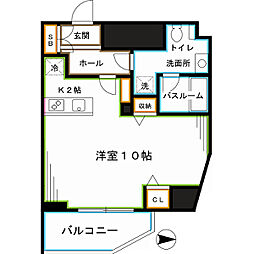 都営大江戸線 西新宿五丁目駅 徒歩8分の賃貸マンション 2階1Kの間取り