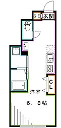 東京メトロ東西線 落合駅 徒歩3分の賃貸マンション 1階ワンルームの間取り