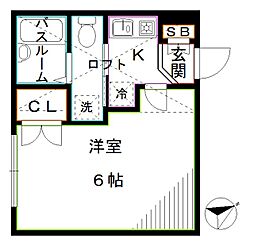 西武新宿線 沼袋駅 徒歩8分の賃貸アパート 2階1Kの間取り