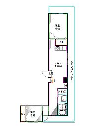 東京メトロ丸ノ内線 新高円寺駅 徒歩5分の賃貸マンション 4階2LDKの間取り