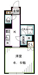 東京メトロ丸ノ内線 方南町駅 徒歩10分の賃貸マンション 2階1Kの間取り