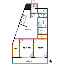 都営大江戸線 落合南長崎駅 徒歩1分の賃貸マンション 3階2DKの間取り