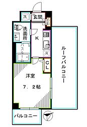 都営大江戸線 東中野駅 徒歩8分の賃貸マンション 2階1Kの間取り