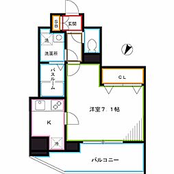 都営大江戸線 落合南長崎駅 徒歩1分の賃貸マンション 3階1Kの間取り