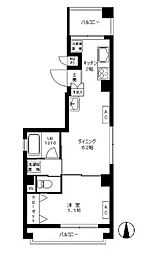 東京メトロ丸ノ内線 中野新橋駅 徒歩3分の賃貸マンション 6階1DKの間取り