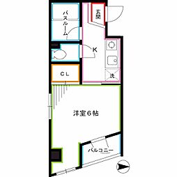 JR総武線 東中野駅 徒歩3分の賃貸マンション 3階1Kの間取り
