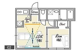 京王線 幡ヶ谷駅 徒歩12分の賃貸マンション 地下1階1LDKの間取り