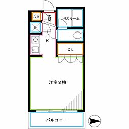 都営大江戸線 西新宿五丁目駅 徒歩3分の賃貸マンション 8階ワンルームの間取り