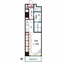 JR総武線 東中野駅 徒歩1分の賃貸マンション 3階ワンルームの間取り