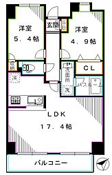 西武新宿線 新井薬師前駅 徒歩5分の賃貸マンション 14階2LDKの間取り