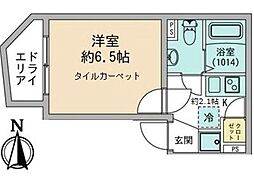 西武新宿線 新井薬師前駅 徒歩3分の賃貸マンション 地下1階1Kの間取り
