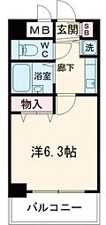 JR総武線 東中野駅 徒歩9分の賃貸マンション 6階1Kの間取り