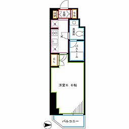 西武新宿線 新井薬師前駅 徒歩10分の賃貸マンション 8階1Kの間取り