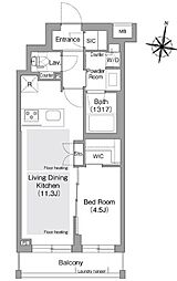 JR総武線 東中野駅 徒歩9分の賃貸マンション 3階1LDKの間取り