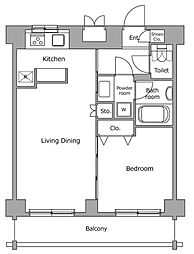 レジディア上落合 1LDKの間取図画像