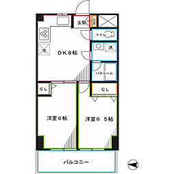 グローリス中野 2DKの間取図画像