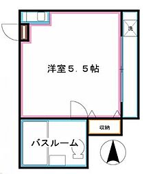 第2おおとり荘 ワンルームの間取図画像