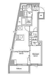 ザ・パークハビオ中野新橋 1LDKの間取図画像