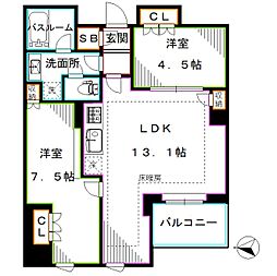 パークハウス東中野リヴゴーシュ 2LDKの間取図画像