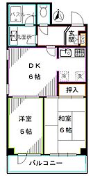 ヴィラサンヴェール西田 2DKの間取図画像