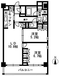 レジディア中落合-B 2LDKの間取図画像