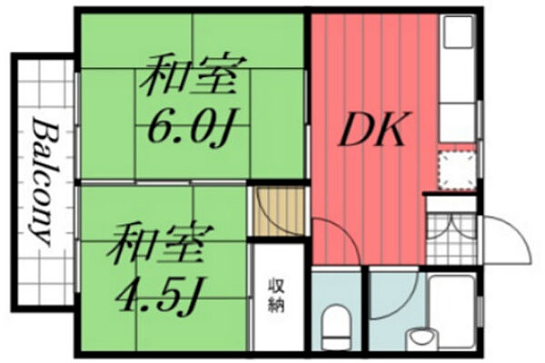 千葉県千葉市中央区都町2丁目(賃貸アパート2DK・2階・34.81㎡)の写真 その2