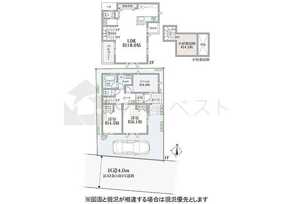 建物参考プラン建物面積：88.88m2※自転車置き場＋小屋裏収納＋備蓄倉庫含む建物価格：2380万円南道路の陽当たりを活かした吹き抜けのあるLDK。固定階段であがれる小屋裏も魅力的です。