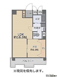 マンション鳥飼 1LDKの間取図画像