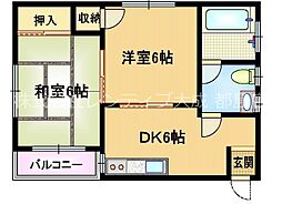 Osaka Metro谷町線 都島駅 徒歩12分の賃貸アパート 3階2DKの間取り