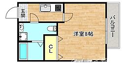 ドゥエリング大宮 2階1Kの間取り