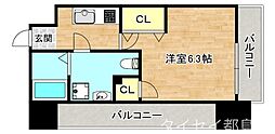 Osaka Metro谷町線 千林大宮駅 徒歩1分の賃貸マンション 9階1Kの間取り