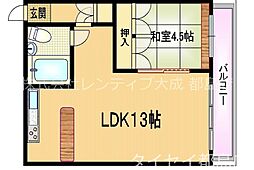JR東西線 大阪城北詰駅 徒歩11分の賃貸マンション 8階1LDKの間取り