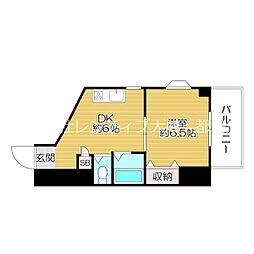 Osaka Metro谷町線 都島駅 徒歩7分の賃貸マンション 2階1DKの間取り
