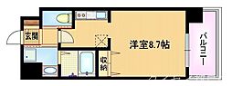 JR東西線 大阪城北詰駅 徒歩3分の賃貸マンション 11階ワンルームの間取り