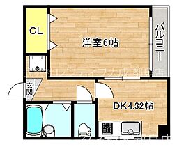 千林SKマンション 4階1DKの間取り