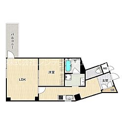 リブウッド大阪城 2階1LDKの間取り