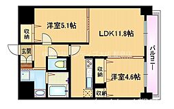 Osaka Metro谷町線 野江内代駅 徒歩4分の賃貸マンション 9階2LDKの間取り
