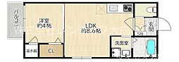 JR大阪環状線 桜ノ宮駅 徒歩8分の賃貸アパート 2階1LDKの間取り