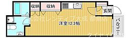 北通ハイツ ワンルームの間取図画像
