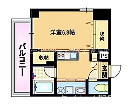 ドムス蒲生 1Kの間取図画像